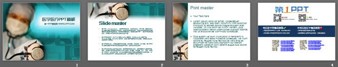 医生听诊器背景的医疗医学幻灯片模板下载