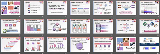 时尚女性化妆品美容PPT模板下载