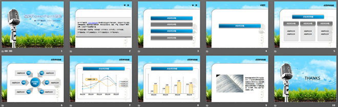 动态麦克风音符背景音乐PowerPoint模板下载
