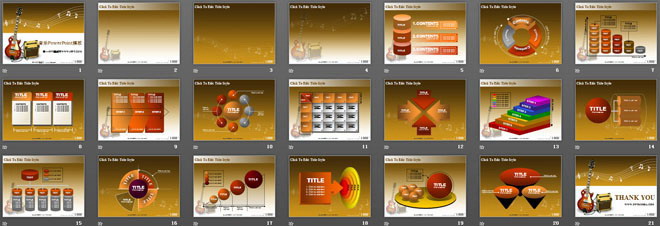 电吉他背景的音乐教学PPT模板下载