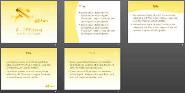 黄金金条背景金融经济PPT模板