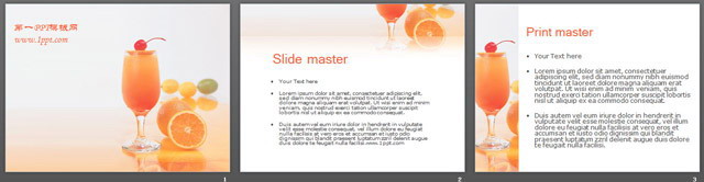 橙汁饮料背景餐饮美食PPT模板