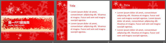 红色雪花背景圣诞节PPT模板