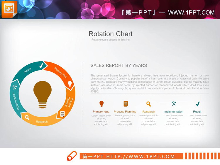 四张五数据项循环关系PPT图表