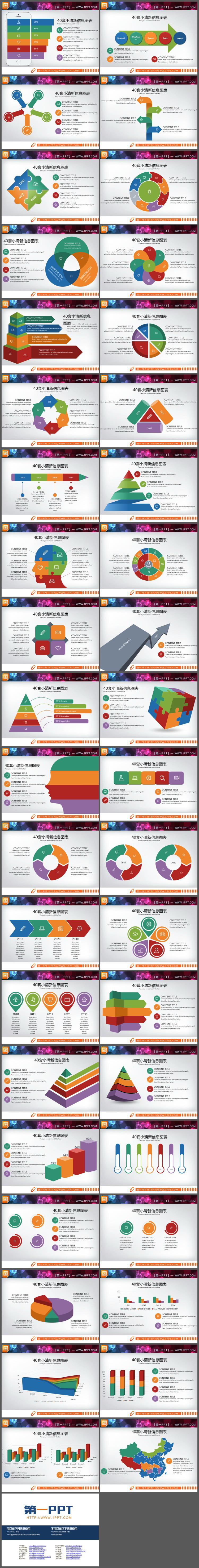 40张彩色小清新PPT图表合集