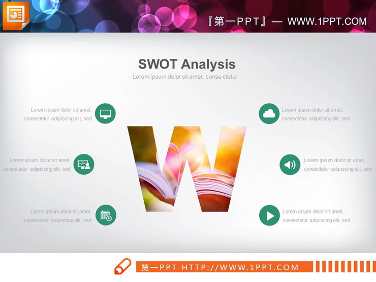图片填充样式的SWOT分析PPT图表