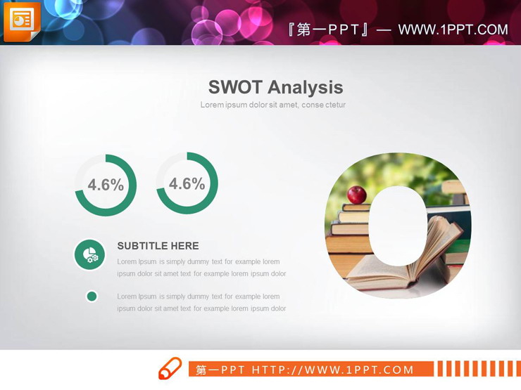 图片填充样式的SWOT分析PPT图表