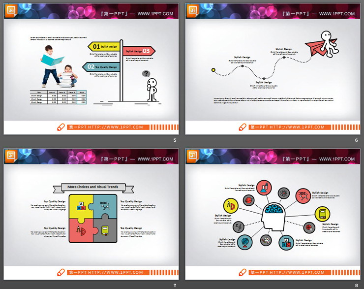 20张彩色MBE风格教育类PPT图表合集