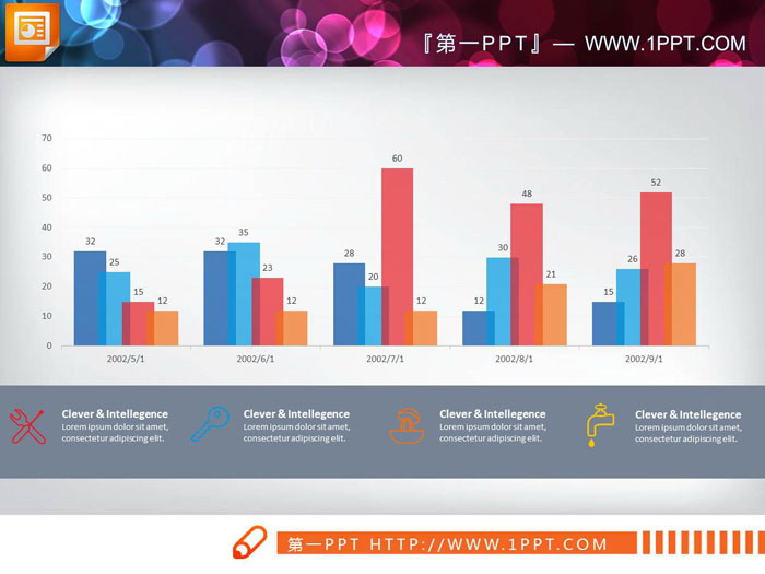 四数据项柱状图PPT图表