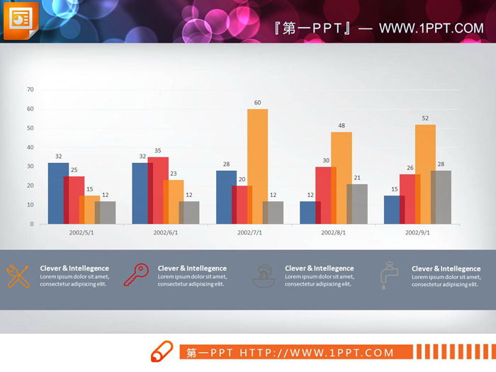 四数据项柱状图PPT图表