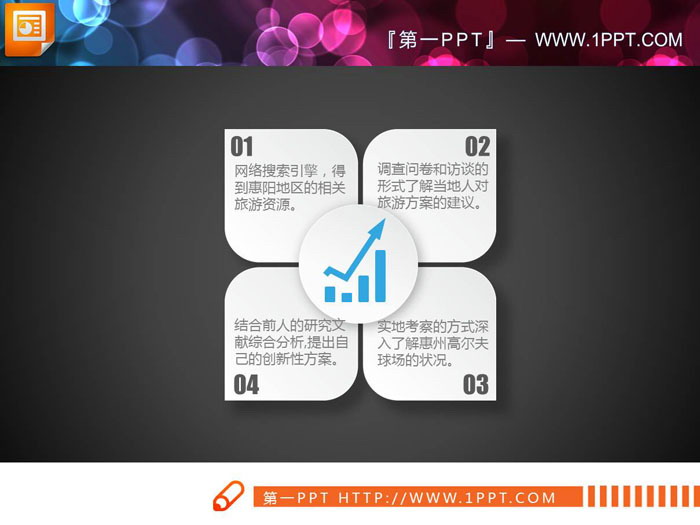 四张4数据项并列关系PPT图表