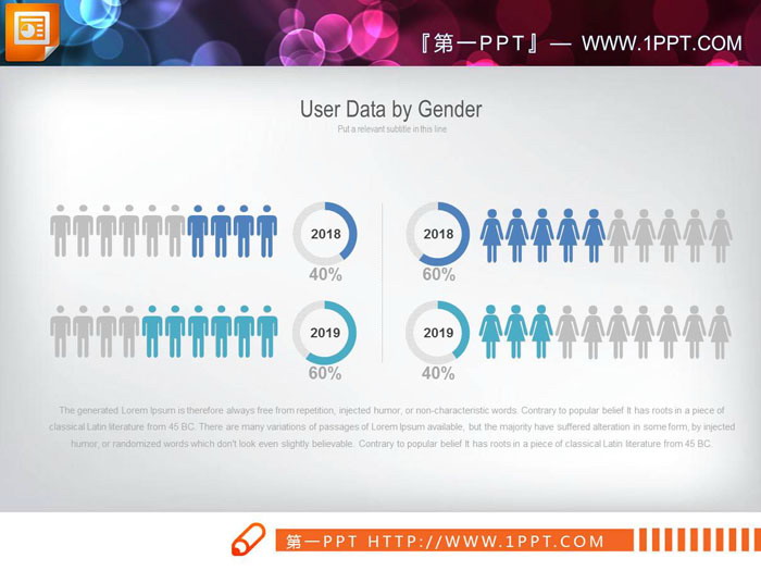 两张男女人数对比PPT图表