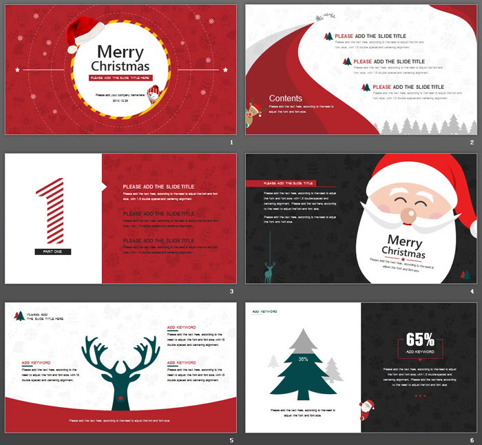 精致圣诞帽背景的欧美圣诞节PPT模板