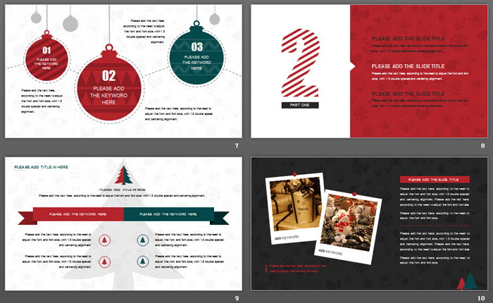 精致圣诞帽背景的欧美圣诞节PPT模板