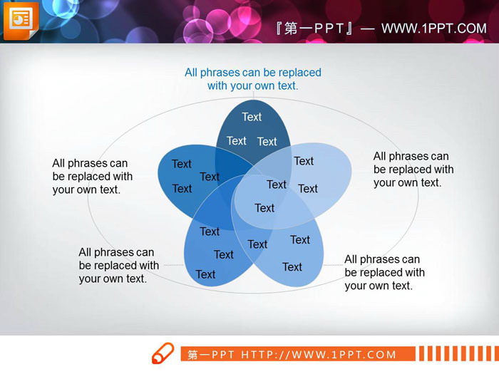 两张五项交叉关系文氏图PPT图表