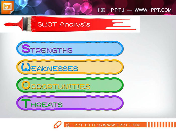 油漆桶颜料设计的swot幻灯片图表