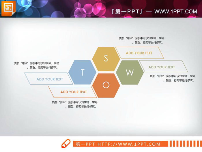 三张简洁swot幻灯片图表