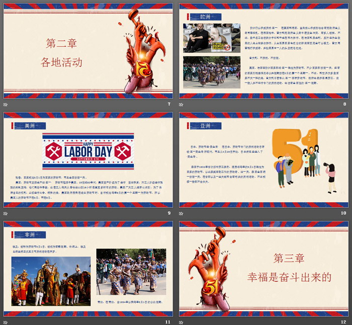 复古风格的五一劳动节PPT模板