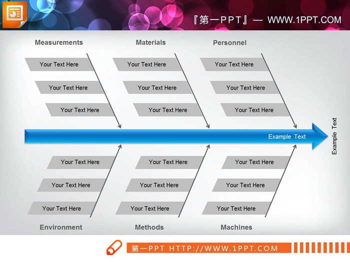 大气蓝灰PPT鱼骨图