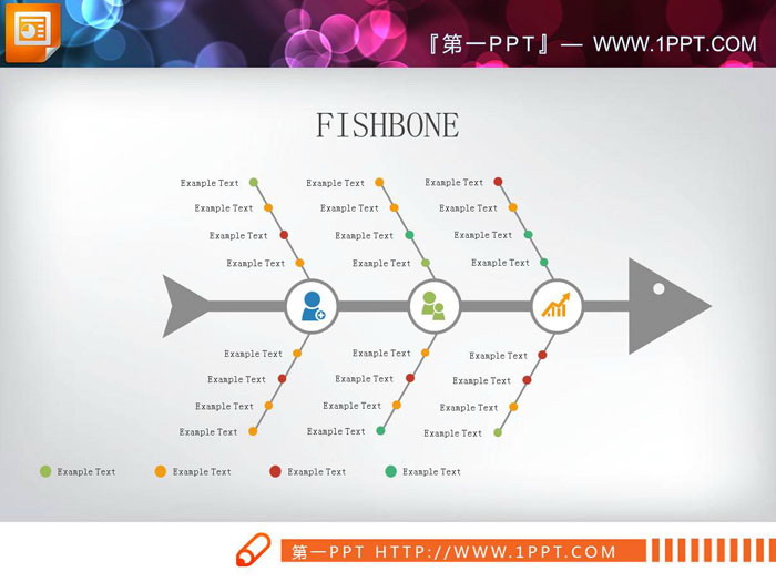 彩色圆点因果分析PPT鱼骨图