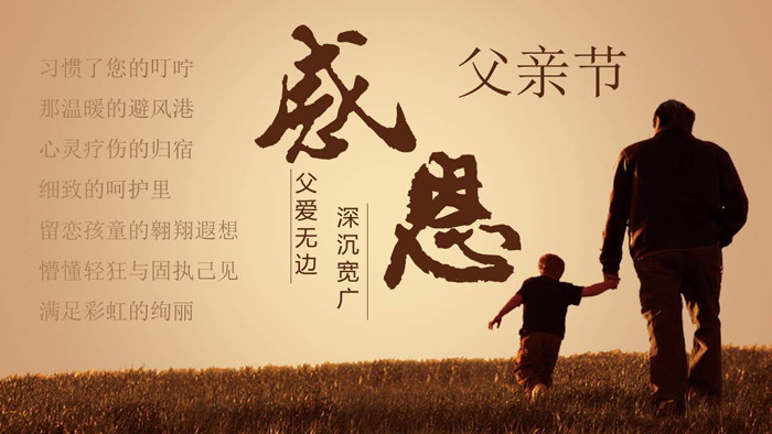 棕色稳重感恩父亲节PPT模板