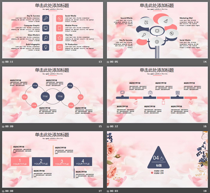 复古花卉背景的温馨妇女节PPT模板