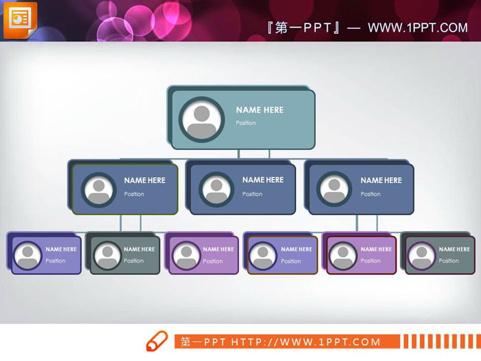 UI风格的圆角矩形PPT组织结构图