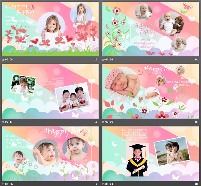 动态卡通宝宝生日相册PPT模板