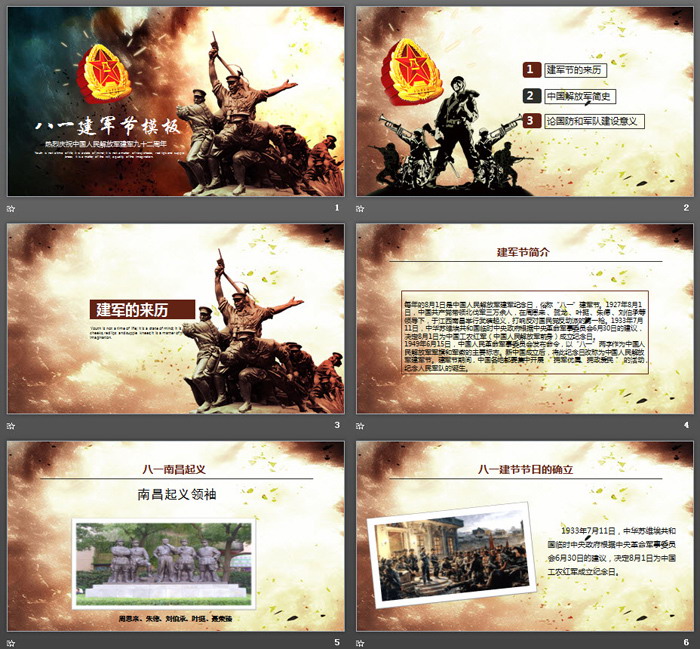 建军节来历介绍PPT模板