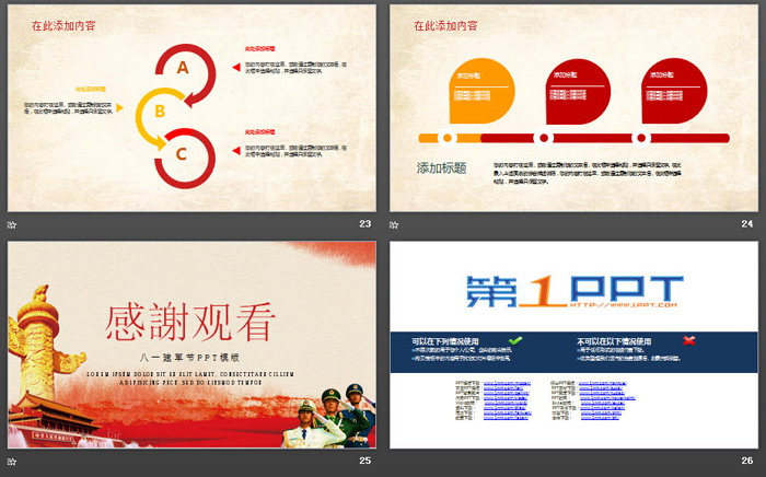 解放军天安门背景的建军节PPT模板