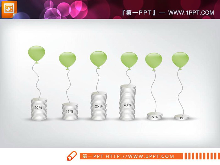 金币银币元素PPT柱状图