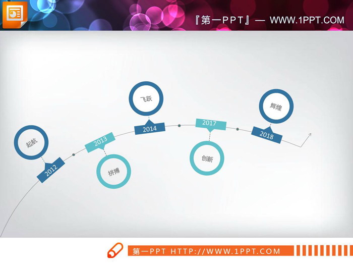 四张曲线PPT时间线