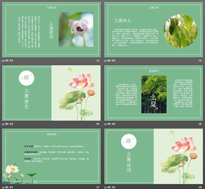 荷花蜻蜓背景的24节气立夏PPT模板