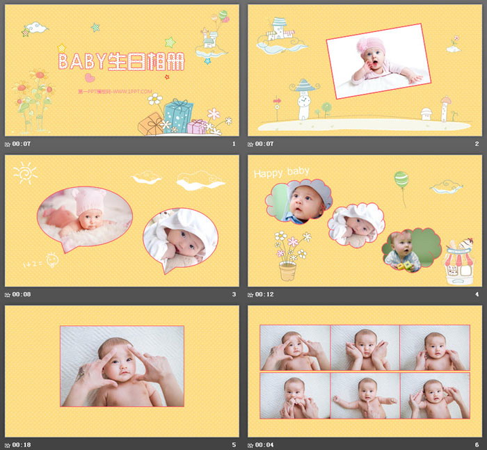 可爱宝宝生日相册PPT模板