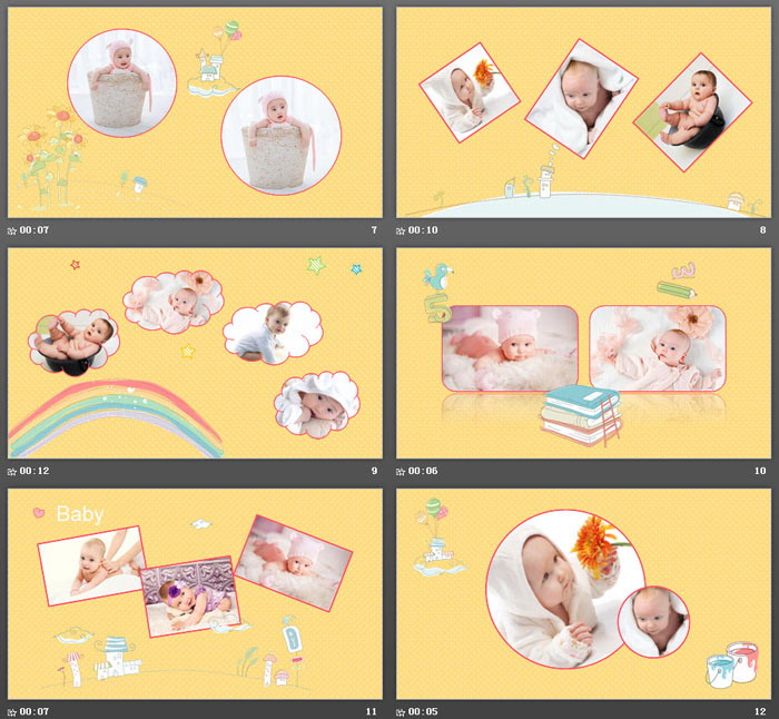 可爱宝宝生日相册PPT模板