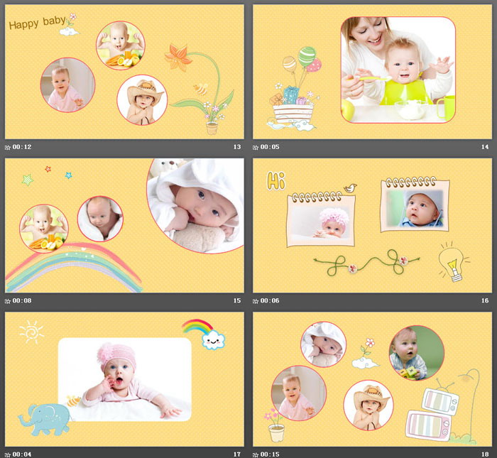 可爱宝宝生日相册PPT模板