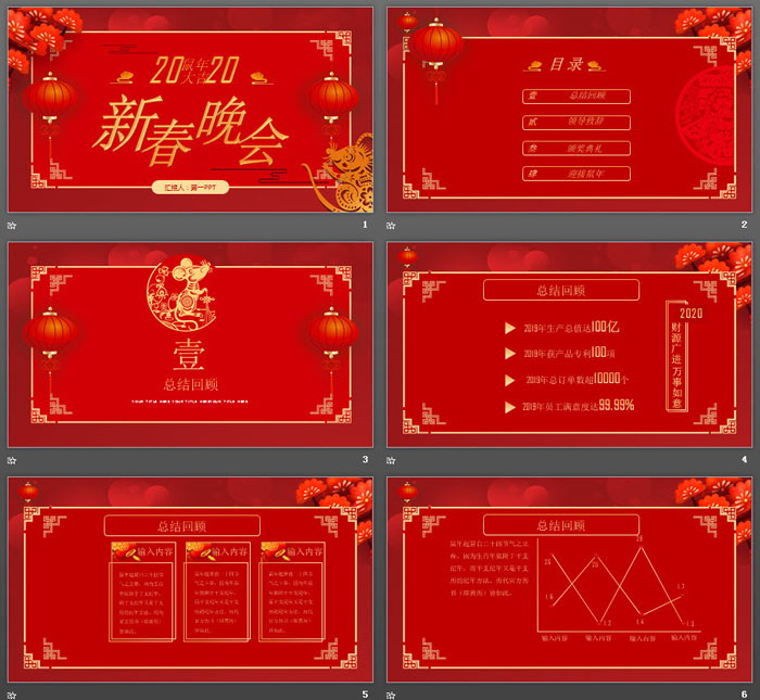 精美鼠年新春晚会PPT模板