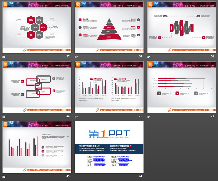 简洁红灰扁平化PPT图表大全