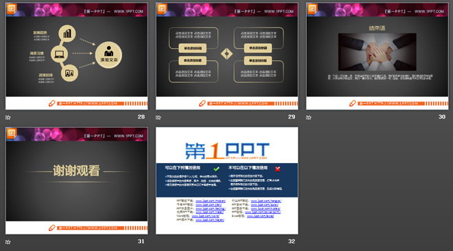 动态金色扁平化工作总结PPT图表大全