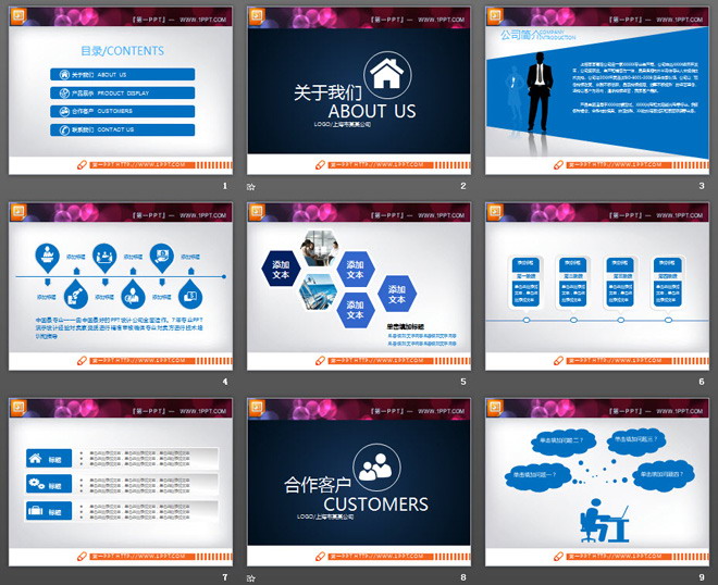 蓝色实用商业计划书PPT图表大全