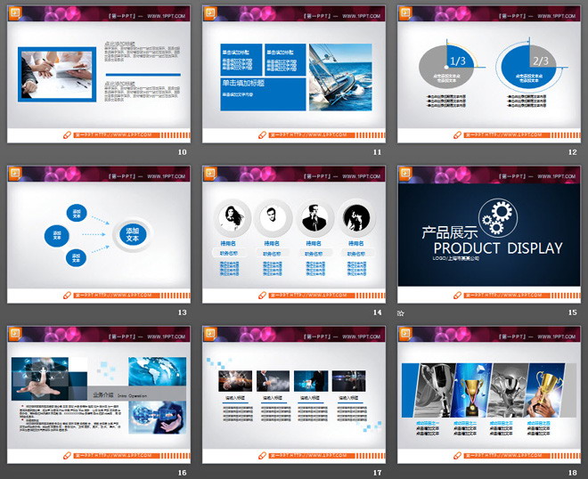 蓝色实用商业计划书PPT图表大全