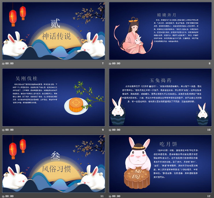 可爱卡通中秋节主题班会PPT下载