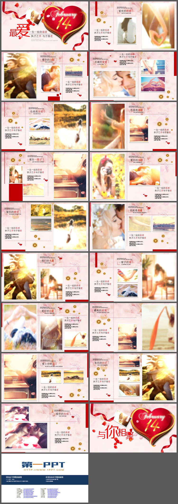 执子之手与子偕老情人节PPT模板