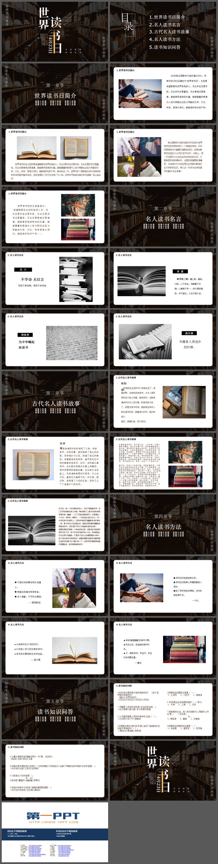 书籍背景的世界读书日PPT模板