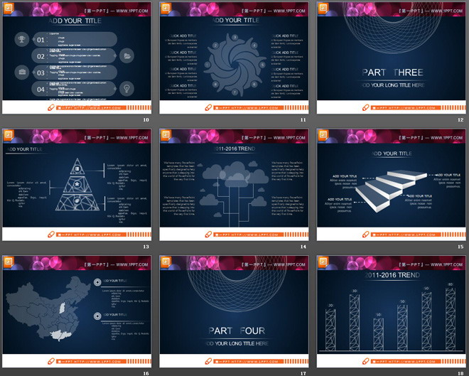 白色透明商务PPT图表整套下载