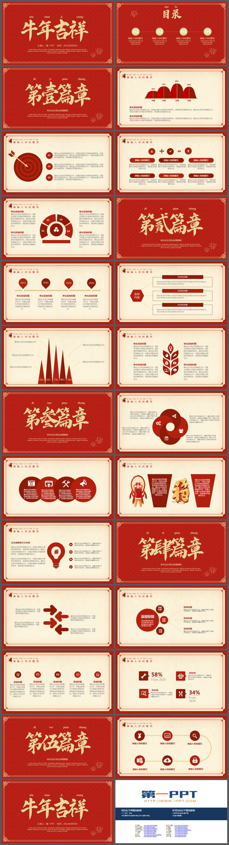 精致牛年吉祥PPT模板