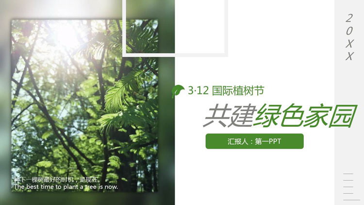 共建绿色家园，312国际植树节PPT模板