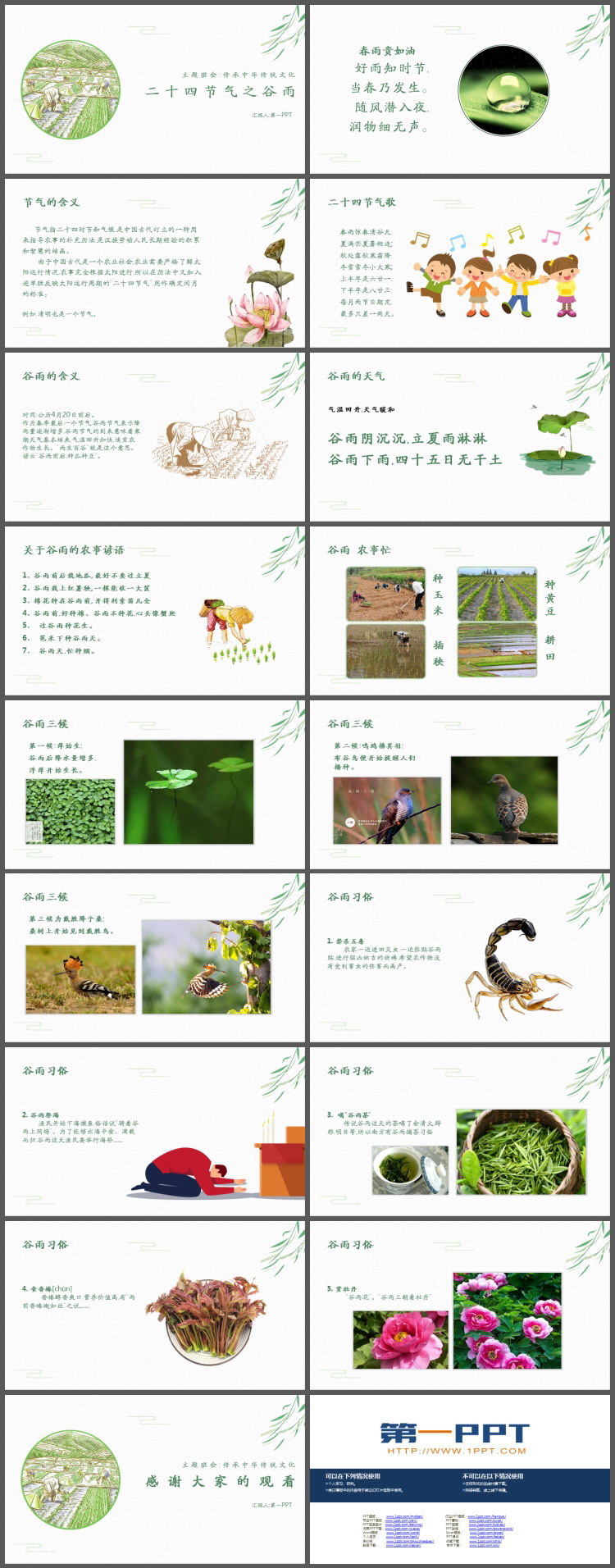 二十四节气之谷雨PPT模板免费下载