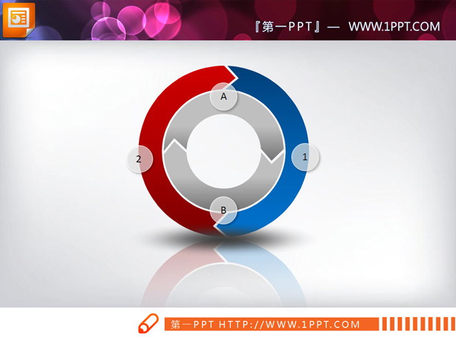 彩色立体循环流程图PPT图表