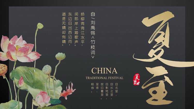 黑金风夏至节气PPT模板